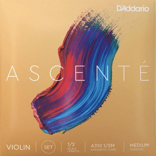 D'Addario Ascenté Violin String Set, 1/2 Scale, Medium Tension