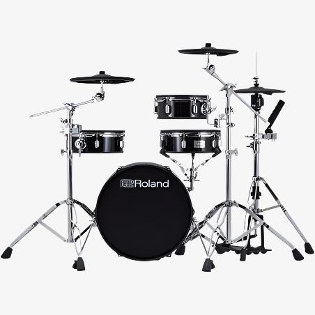 Streamlined and affordable acoustic-style electronic drum kit with shallow-depth shells and TD-07 module.