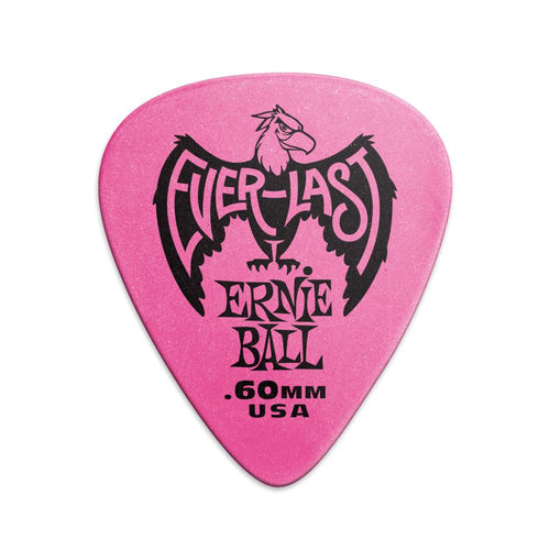 Ernie Ball 0.60 mm Everlast Picks 12 Pack, Pink